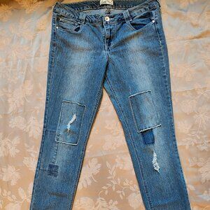 L.e.i. Ashley Louise Skinny Distressed Patchwork Jeans, Junior 15, Like New!